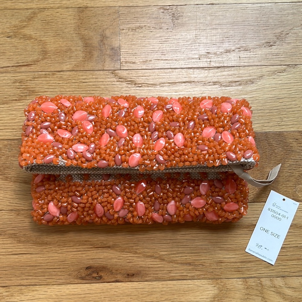COPY - COPY - Banana Republic hand beaded clutch, orange